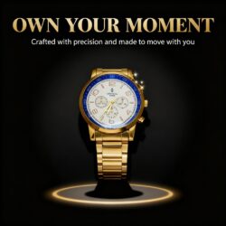 Gold-Tone "CRYSTAL TIME" Men's Watches