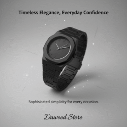 Matte Black Luxury Wristwatch – Minimalist Stainless Steel Men’s Watch with Arabic Numerals