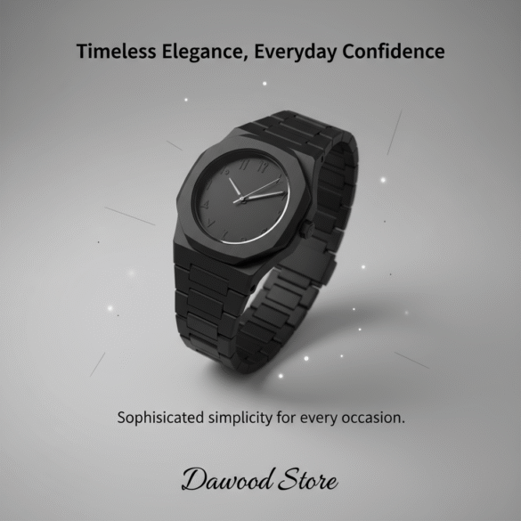 Matte Black Luxury Wristwatch – Minimalist Stainless Steel Men’s Watch with Arabic Numerals