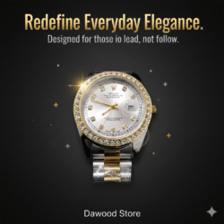 Luxury Two-Tone Wristwatch – Stainless Steel & Gold Plated Watch with Crystal Bezel for Men