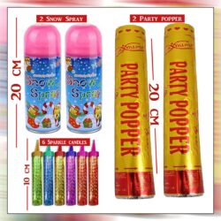 Birthday amazing del 2 snow spray 2 party Popper 6 sparkle candle good quality for product