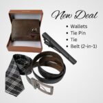 Premium Combo Deal – Includes wallet, tie pin, tie, and 2-in-1 reversible belt.