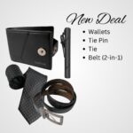 Premium Combo Deal – Includes wallet, tie pin, tie, and 2-in-1 reversible belt.