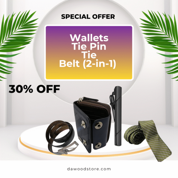 Men's Style Essential Bundle: Wallet, Tie Pin, Tie & 2-in-1 Belt - 30% OFF!
