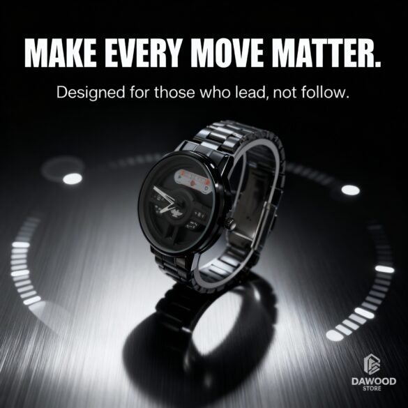 Men's Car Wheel Rim Design Quartz Wrist Watch - Stainless Steel