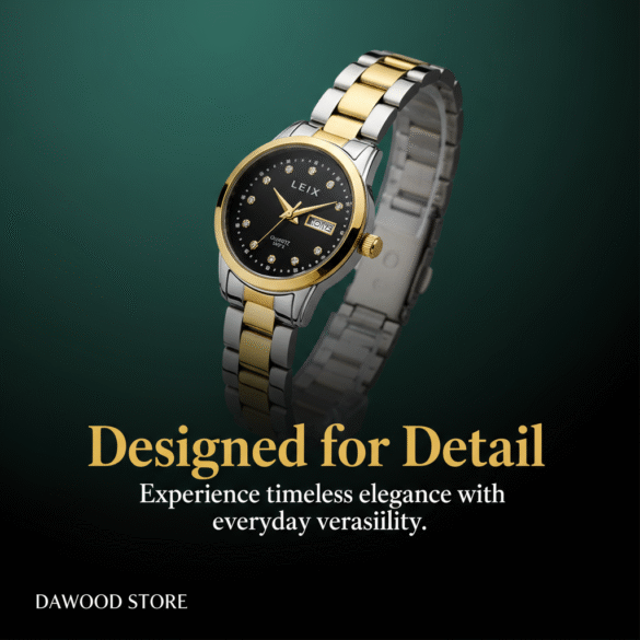 LEIX Two-Tone Quartz Women's Watch with Crystal-Accented Dial