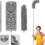 Extendable Microfiber Duster Set with Bendable Head for High Ceilings & Fans
