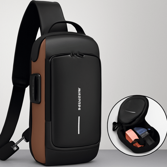 Men's Anti-Theft Crossbody Sling Bag with Password Lock - High-Capacity Chest Shoulder Backpack