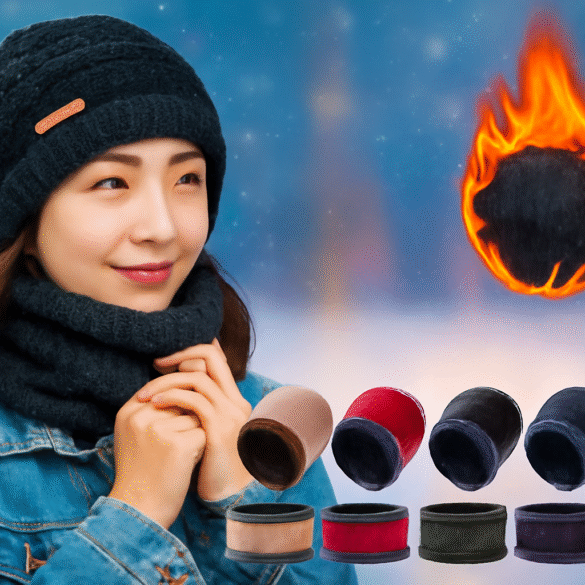 Unisex Winter Knit Beanie Hat and Neck Warmer Scarf Set