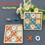 Wooden tic tac toe board game